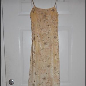 Full Length yellow & white ombré beaded formal dress